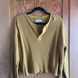 Everlane Henley mustard yellow top
